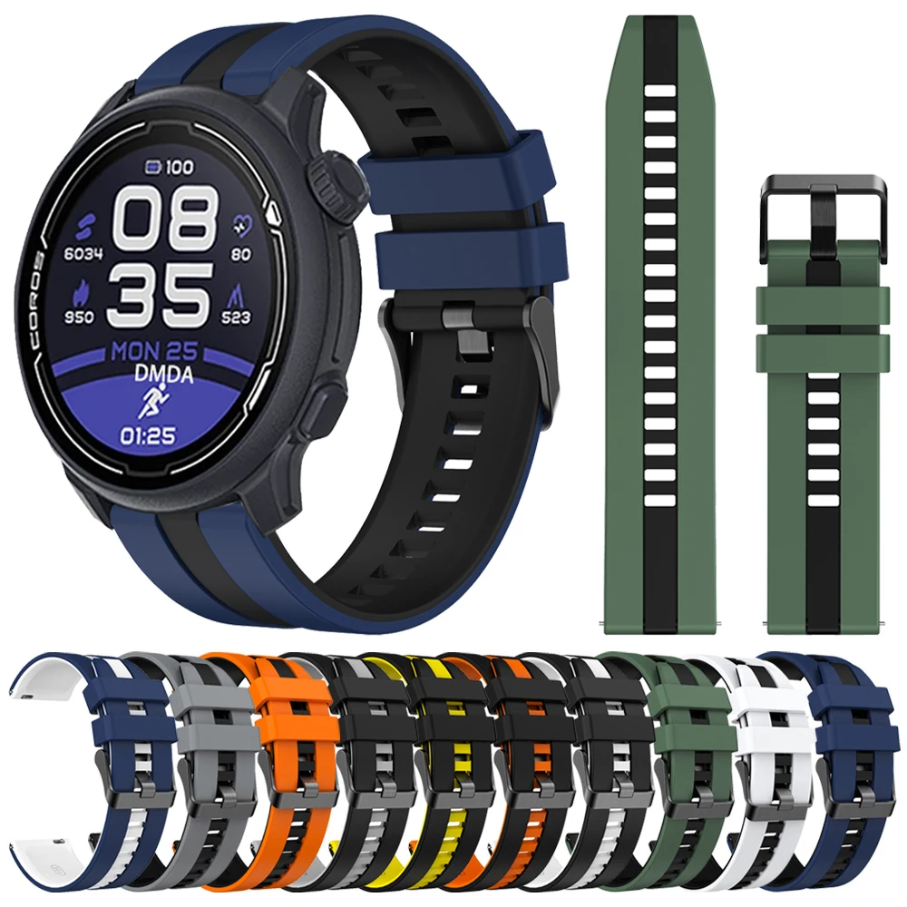 Correa de silicona de 20mm y 22mm para COROS APEX 2 Pro, banda deportiva de 46mm y 42mm para COROS PACE 3 2, pulsera de repuesto, accesorios para cinturón