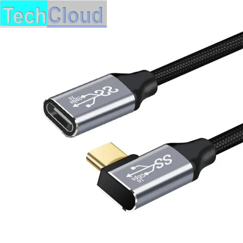 Cable de extensión USB3.1 tipo C de 90 grados 4K 60Hz 10Gbps Cable de extensión de USB-C 5M MacBook Asus HP Laptop 100W PD 5A carga rápida