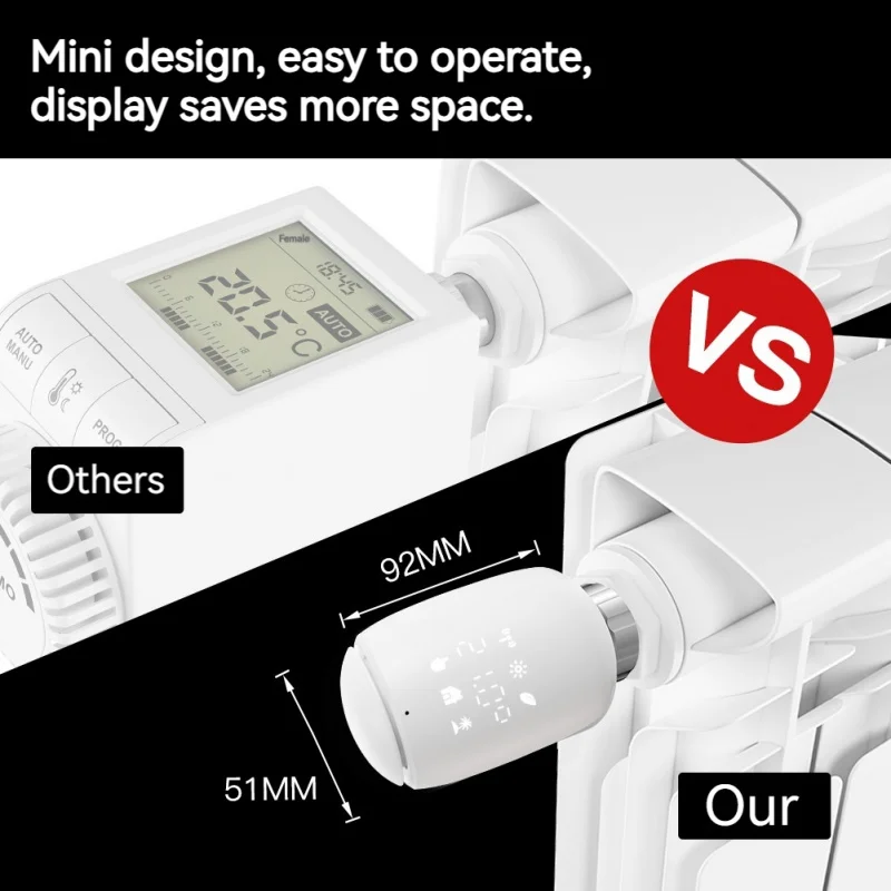 Tuya Zigbee Knob Smart TRV - Válvula termostática para radiador Control de temperatura constante de ahorro de energía, aplicación remota/temporizador - imagen 5