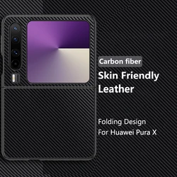 Funda de cuero Huawei Pura X 5G con acabado de fibra de carbono