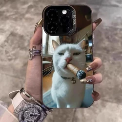 Funda de teléfono negra con gato ahumado para Xiaomi 15T 14T 13T 12T Pro 11 Lite 5G 14 13 12 Poco F7 F6 X7 X6 X5 M6 Pro F5, funda trasera dura para PC