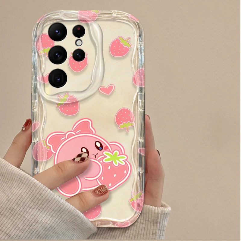 Precioso dibujo animado k-kirby 3D Wave funda para Samsung Galaxy S24 Ultra S23 S22 Plus S21 S20 FE A25 A55 A35 A15 A16 A05 A05S A06 - imagen 4