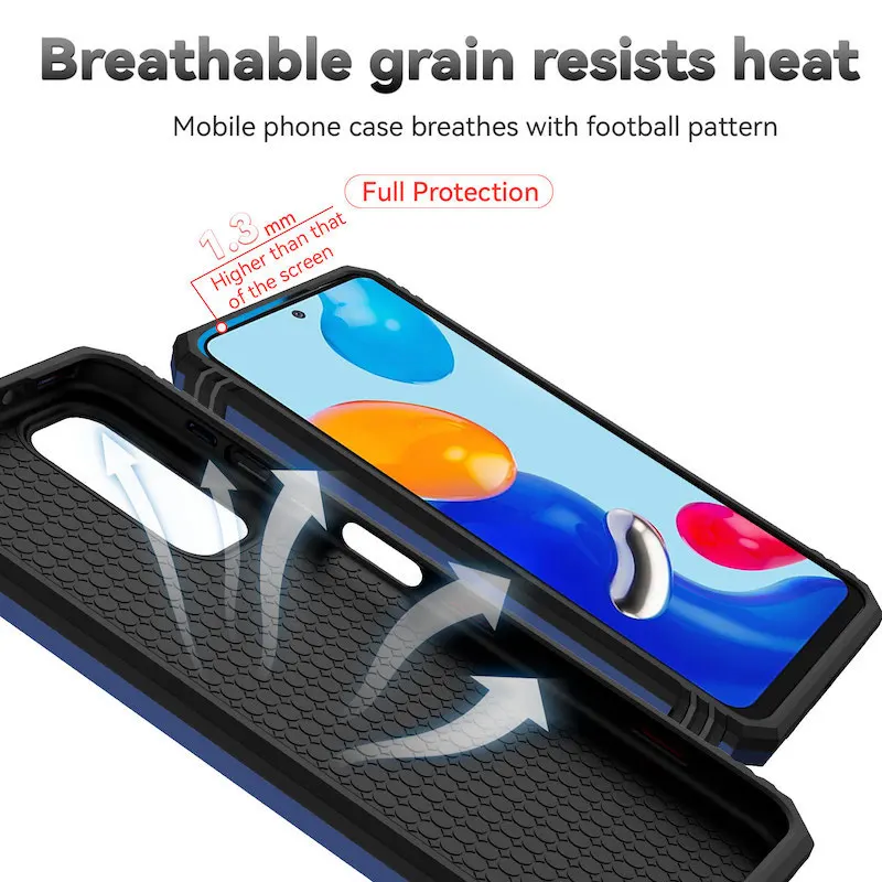 QWArmor-funda de teléfono con soporte de anillo para Xiaomi Redmi Note 11, 10, 9, 8 Pro, Ma, 9S, Prime, Poco X3, NFC, X4, M4, 4G, 5G, Mi 11, 11T - imagen 4