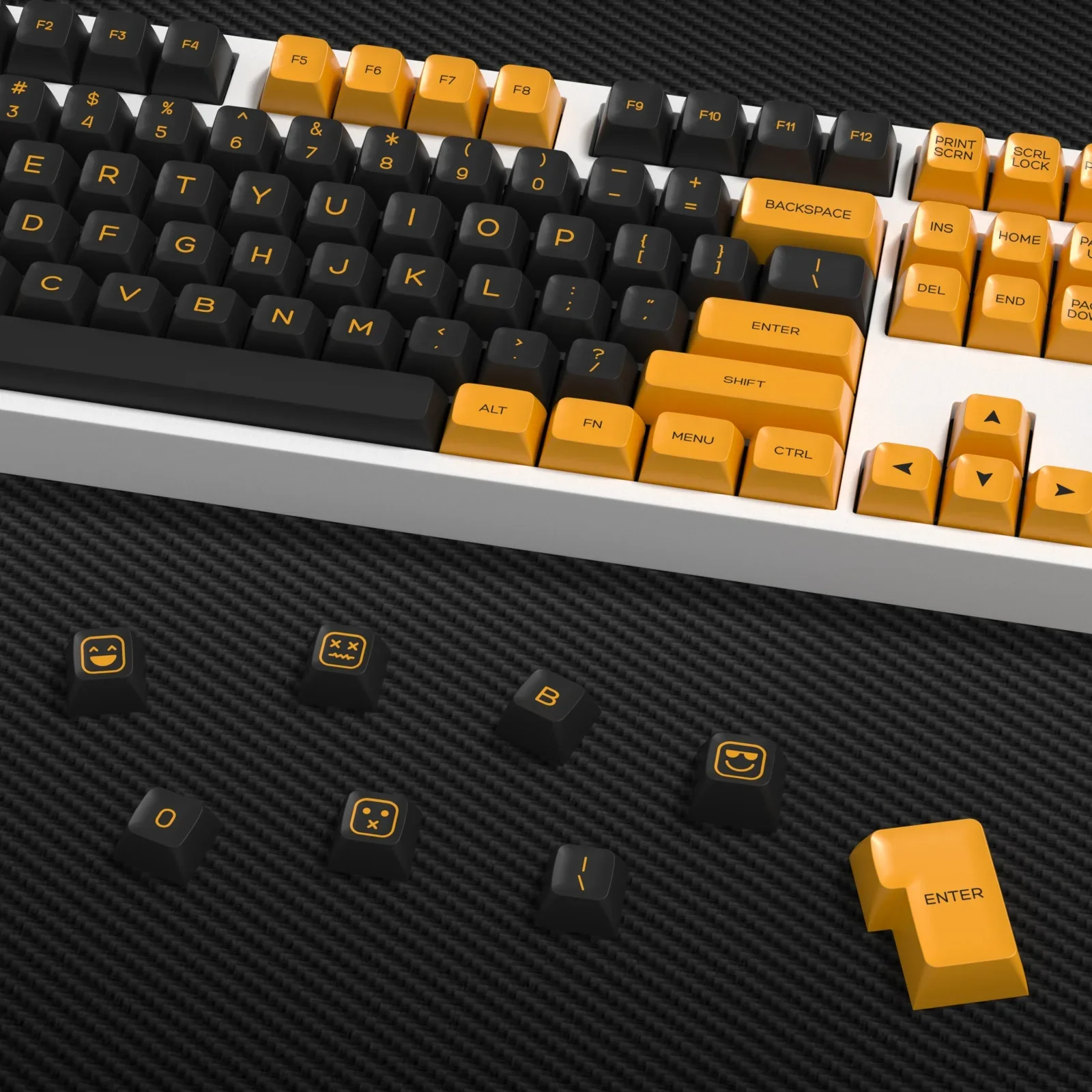 KBDiy-Juego de teclas de perfil PBT SA, color negro y amarillo, personalizado para teclado de juego mecánico, doble disparo, ISO, 142 teclas, DIY - imagen 5