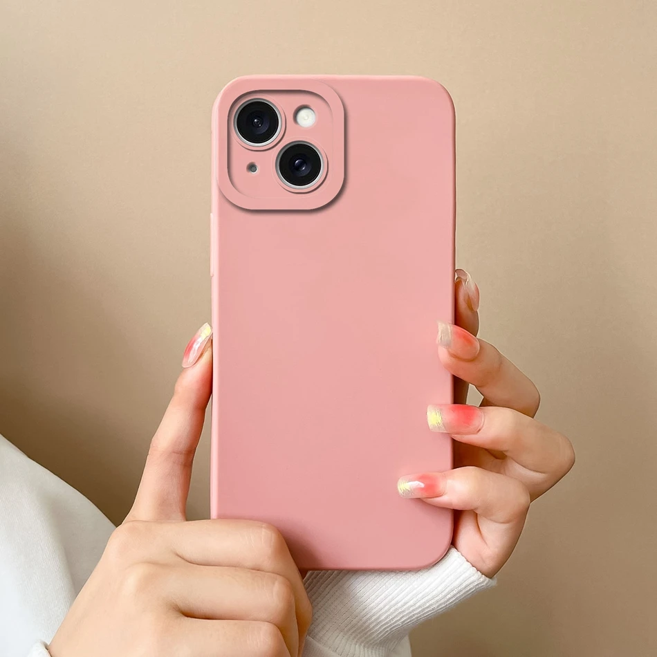 Funda lisa de silicona para iPhone, carcasa trasera suave y Original para modelos 15, 14, 13, 12, 11 Pro Max, X, XR, XS Max, 6, 7, 8 Plus - imagen 4