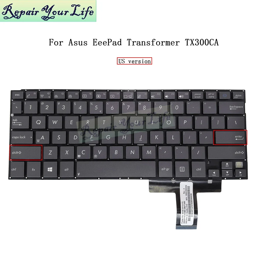 Teclado latino español UI para Asus TX300 TX300CA Transformer Book TX300C piezas de cuaderno Teclado 0KNB0-3627LA00 3627SP00 3627UI00 - imagen 5