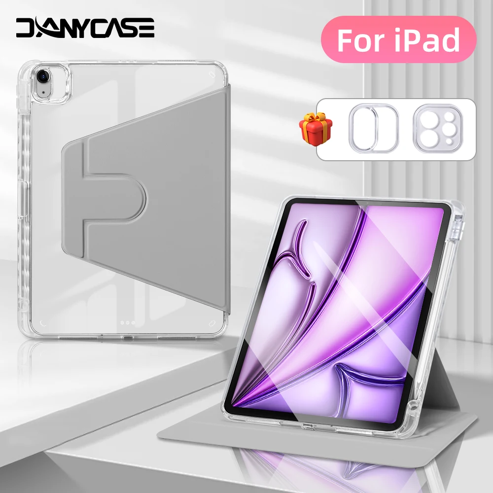 Funda giratoria de 360 ° para tableta, cubierta portátil para iPad Air 11, M2, 2024 Pro, 11/13, M4, iPad 10. ª generación, Air 4, 5, 10,9 pulgadas