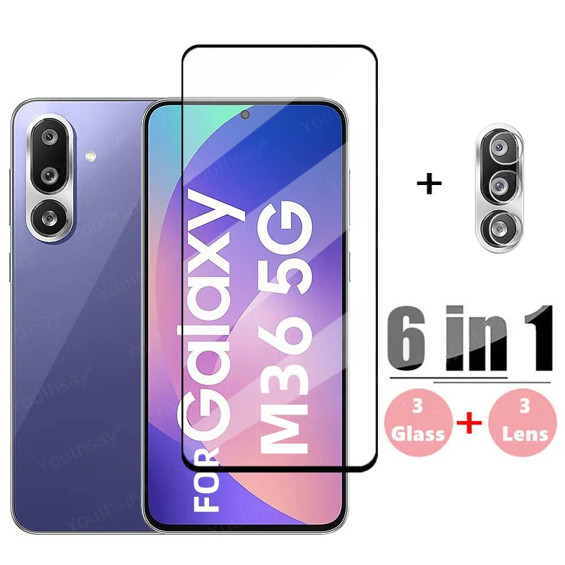 Vidrio de cubierta completa para Samsung Galaxy M36 vidrio templado Samsung Galaxy M36 Protector de pantalla HD película de lente de teléfono Samsung Galaxy M36 - imagen 2
