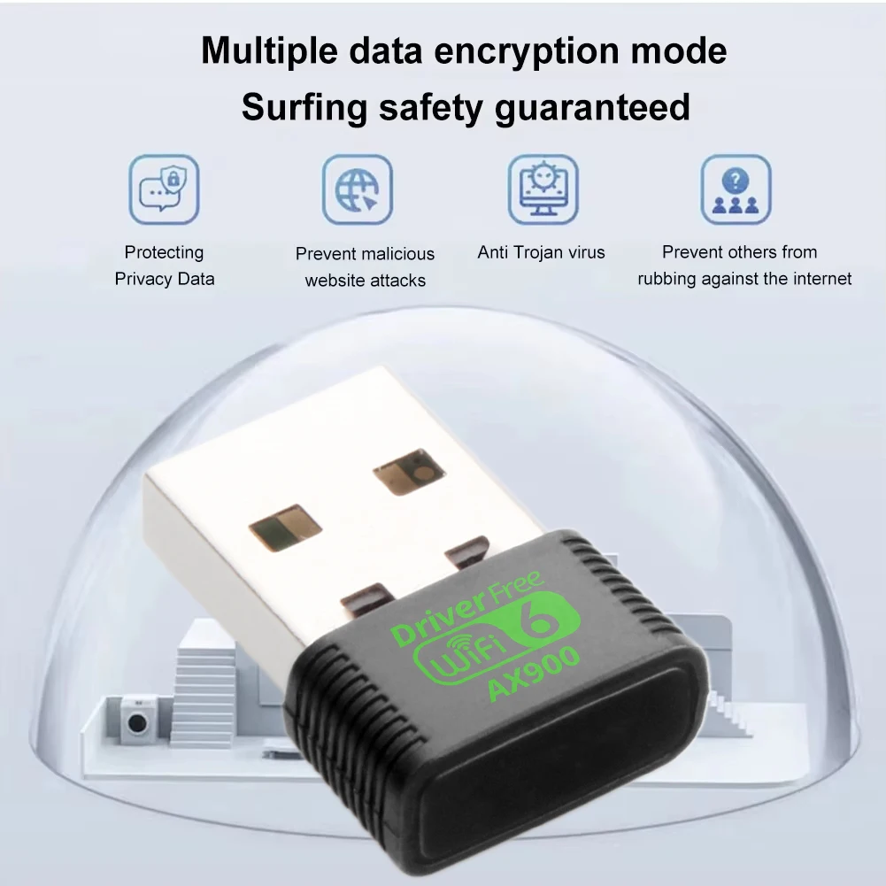 Dongle adaptador AX900 USB WiFi 6 para computadora portátil de escritorio Windows 10/11