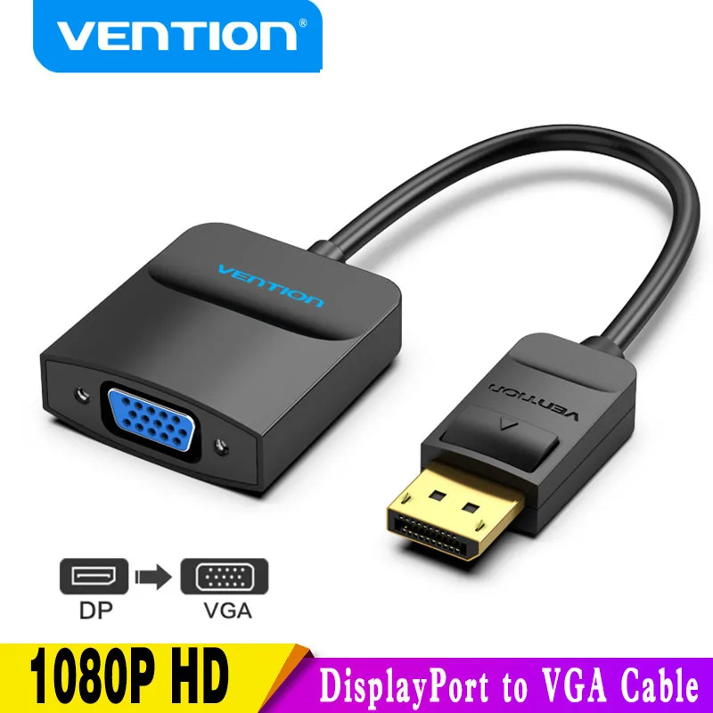 Vention Adaptador DisplayPort VGA Convertidor Audio Macho VGA Hembra Proyector HDTV DVD Monitor DP VGA 1080P
