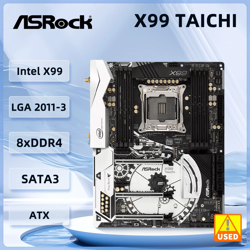 Placa base X99 ASRock X99 Taichi Motherboar LGA 2011-3 8 x DDR4 256GB compatible con E5-2698 v4 2609 v3 i7-6900K v4 cpu M.2 ATX