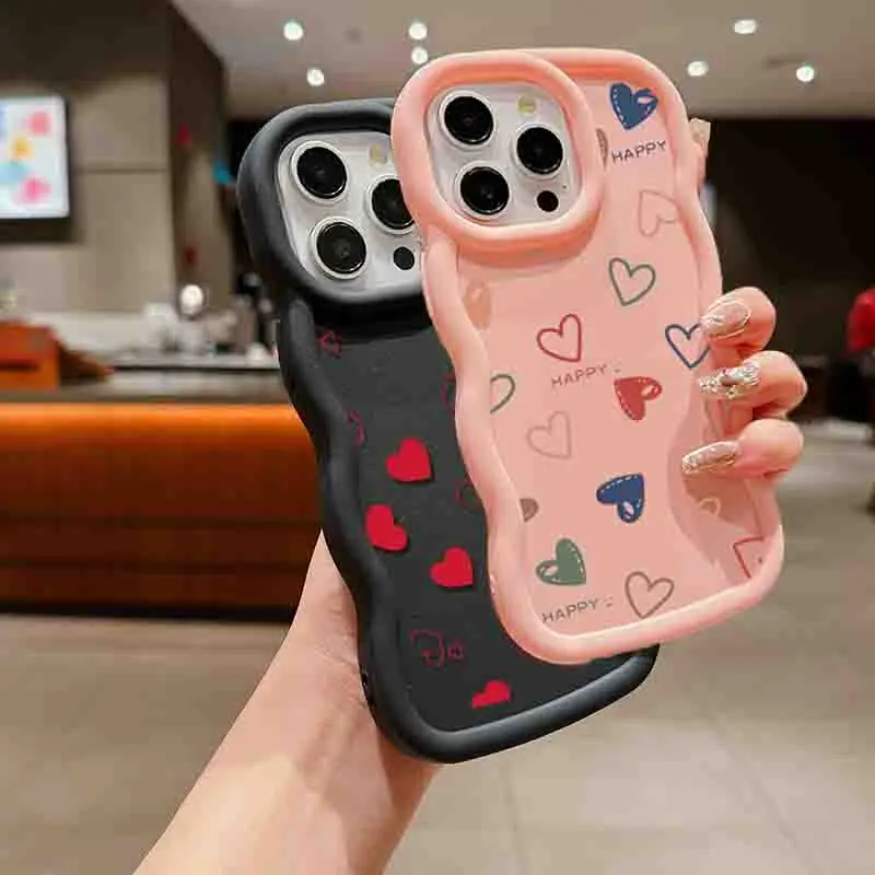 Funda lateral para Xiaomi Poco M6 Pro, carcasa suave con dibujos animados, Color Negro, Rosa, corazón de amor, 4G, X6, X5, X3, M3