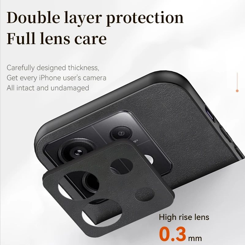 Funda de silicona con textura de cuero de lujo para Xiaomi POCO X6 Pro 5G, cubierta trasera de piel de oveja - imagen 4