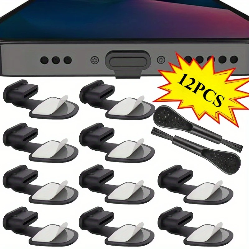 Tapones antipolvo de silicona USB-C: protectores de puerto de carga adhesivos desmontables para Samsung, Google Pixel y más, antipérdida, reutilizables