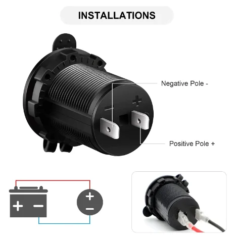 Cargador de coche USB Dual para motocicleta de 3 puertos, voltímetro Digital LED, divisor de enchufe, encendedor de cigarrillos para teléfonos/barco - imagen 4