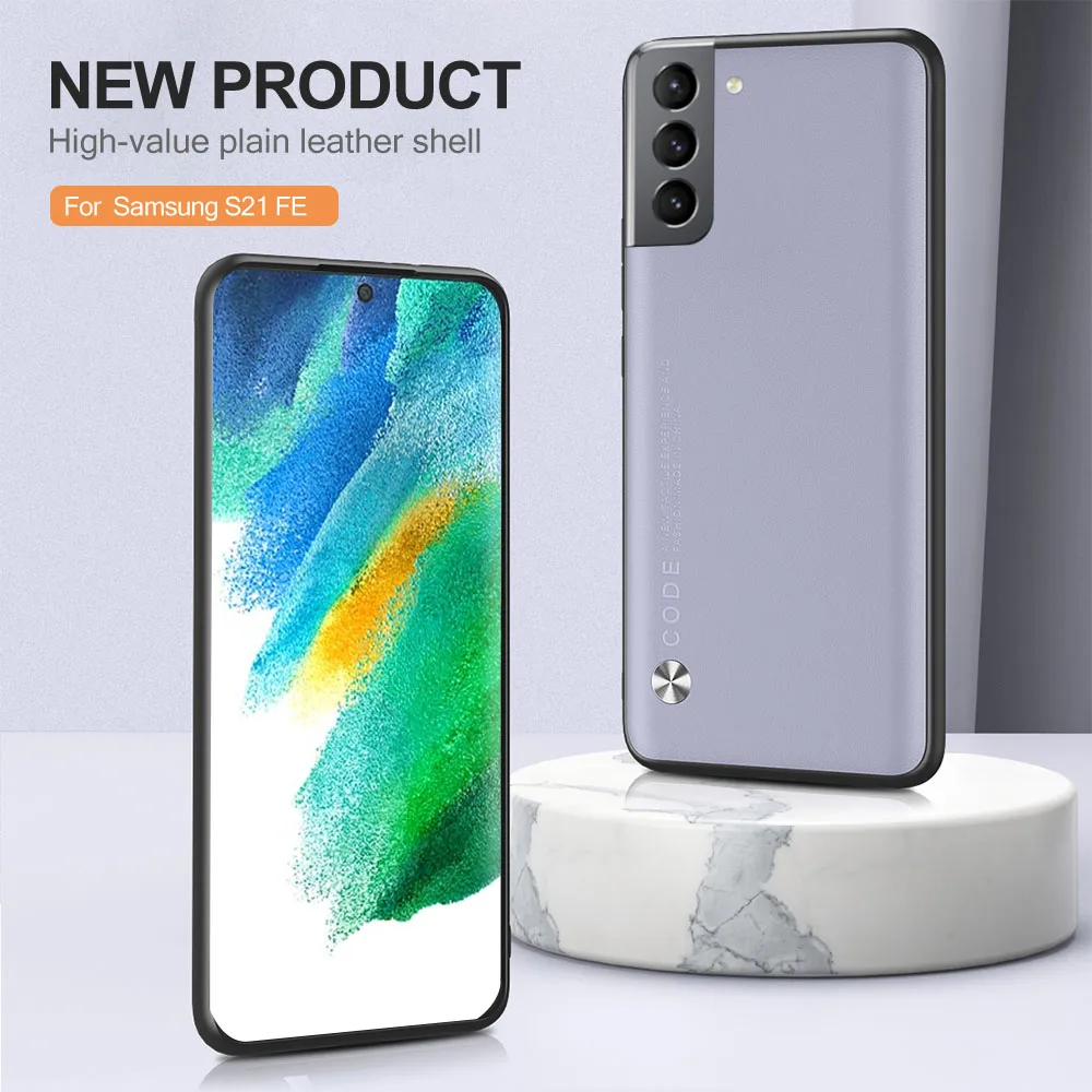 Funda de cuero antisudor para Samsung Galaxy S21 S20 S21 FE 5G S 20 21 22 Plus 5G, carcasa trasera suave s22ultra s21fe, cubierta a prueba de golpes