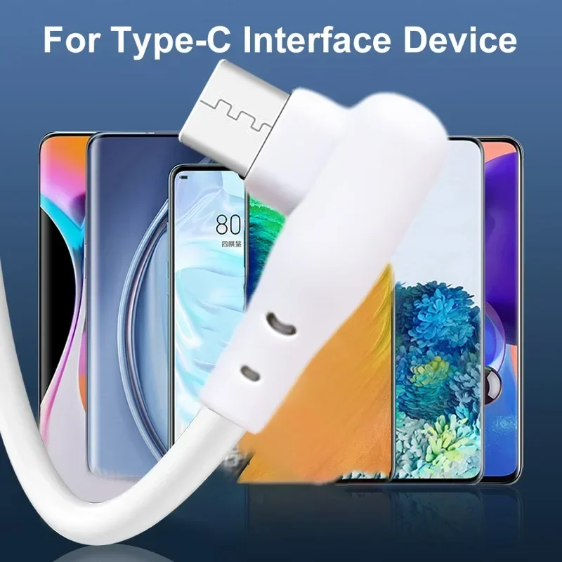 Cable de datos de carga de alta velocidad, 66W, 6A, USB tipo C, cargador de codo de 90 grados, Cable para Samsung, Xiaomi, Huawei, Android, 2M/1,5 M/1M - imagen 2