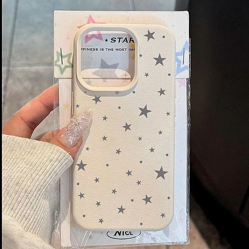 Funda de teléfono INS Grey Stars para iPhone 15 14 13 12 17 Pro Max Air XS Max XR Plus 16e, funda suave a prueba de golpes para iPhone 16 Pro Max - imagen 2