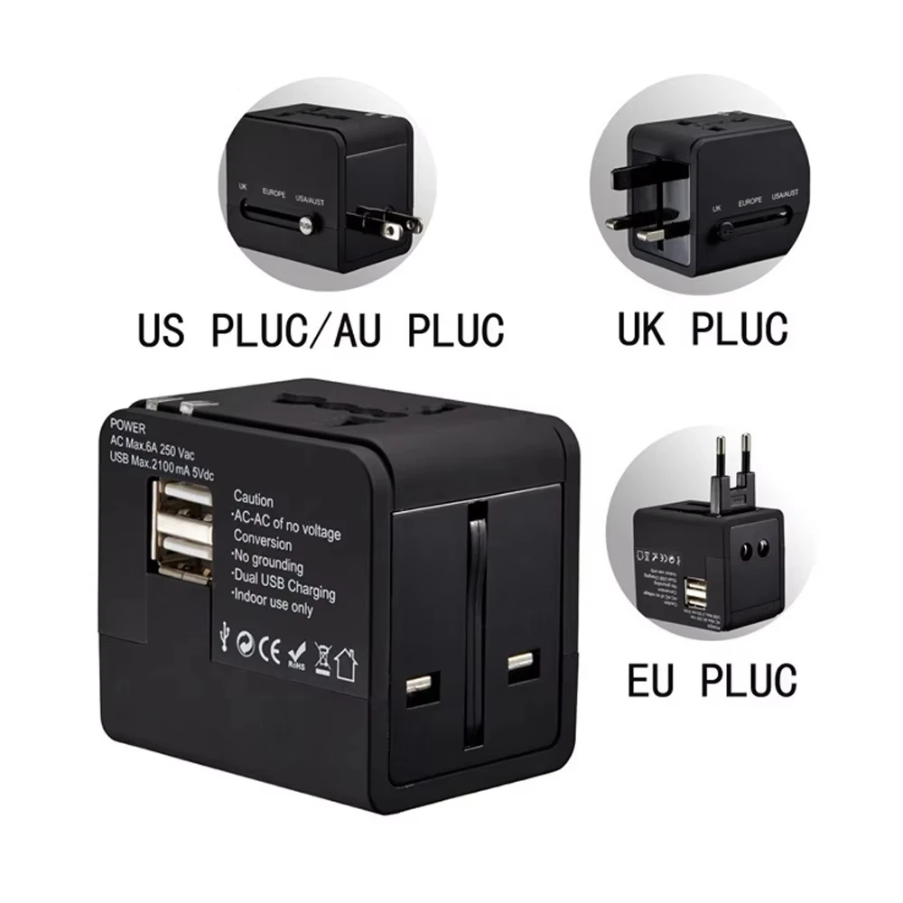 Nuevo Adaptador de viaje Global con enchufe de conversión de energía inteligente multifunción USB - imagen 3