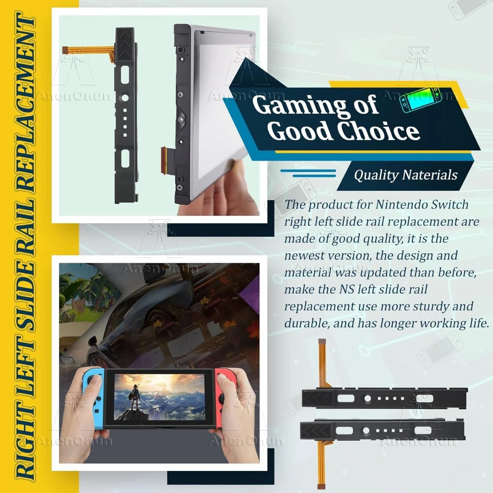 Riel deslizante para interruptor/interruptor OLED Joycon, Kit de reparación de repuesto con Cable flexible de Sensor, riel deslizante izquierdo y derecho, piezas duraderas de primera calidad - imagen 3