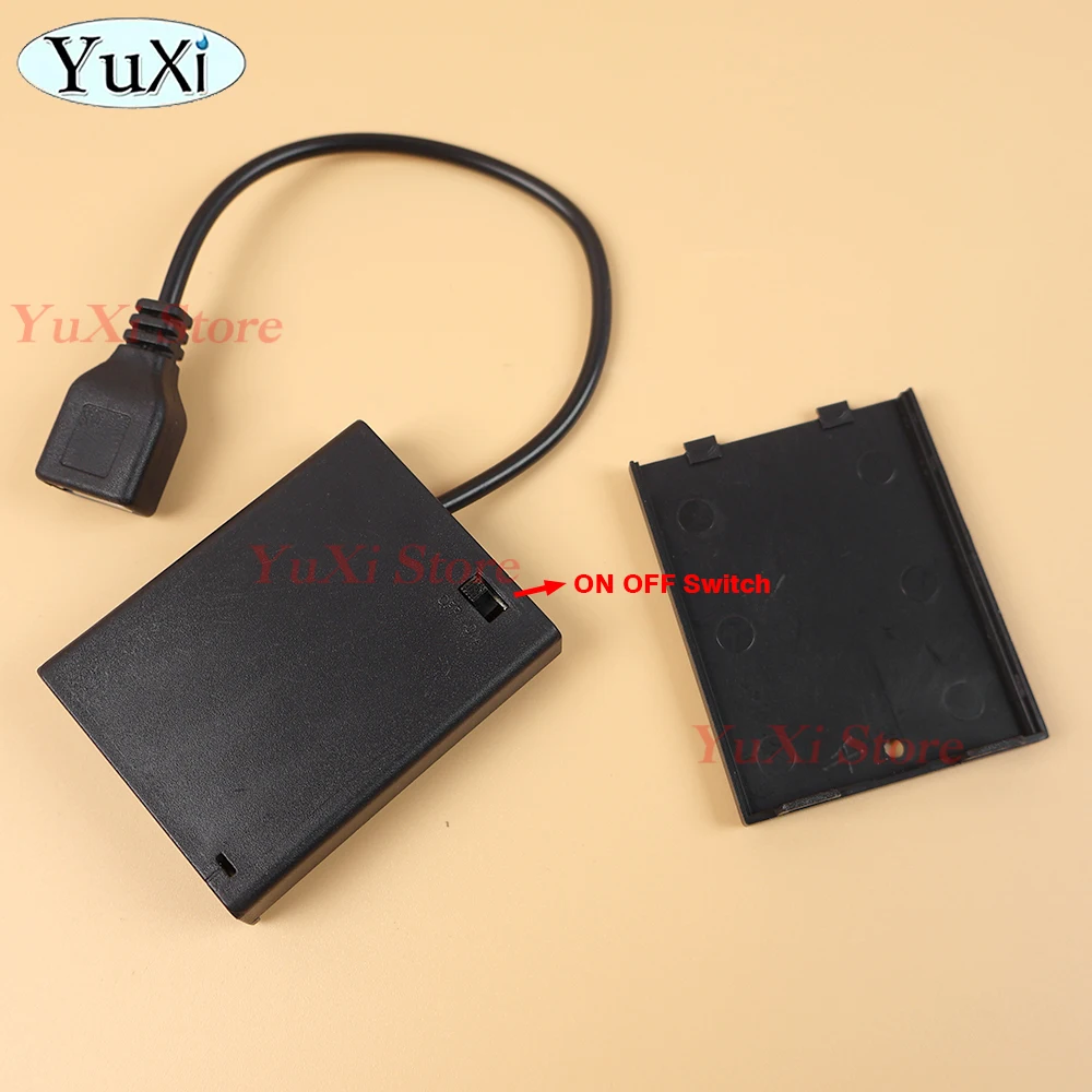 Caja de batería USB 4 AA/AAA para tira de luces LED de 5V, Mini fuente de alimentación USB, caja de batería con interruptor de encendido y apagado para soporte de batería 18650 - imagen 5