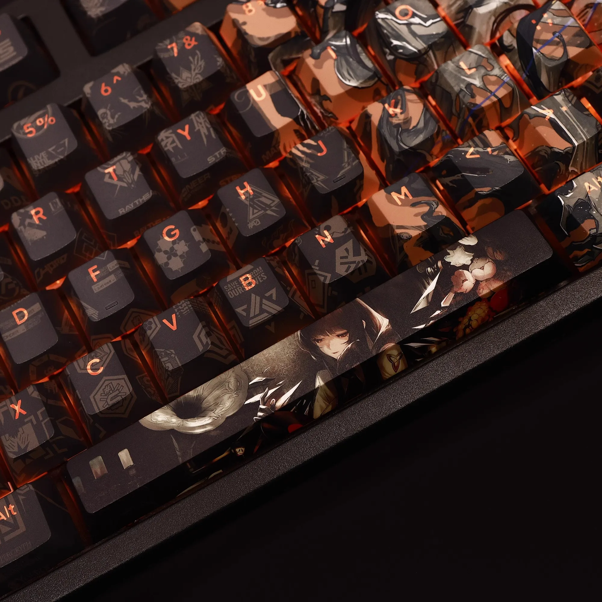 Juego de teclas Arknights para teclado ANSI, juego de teclas de Arturia virginosa, con subiluminación, PBT Dye, para juego de Anime, 108, 61, 87, 104, 108 - imagen 3
