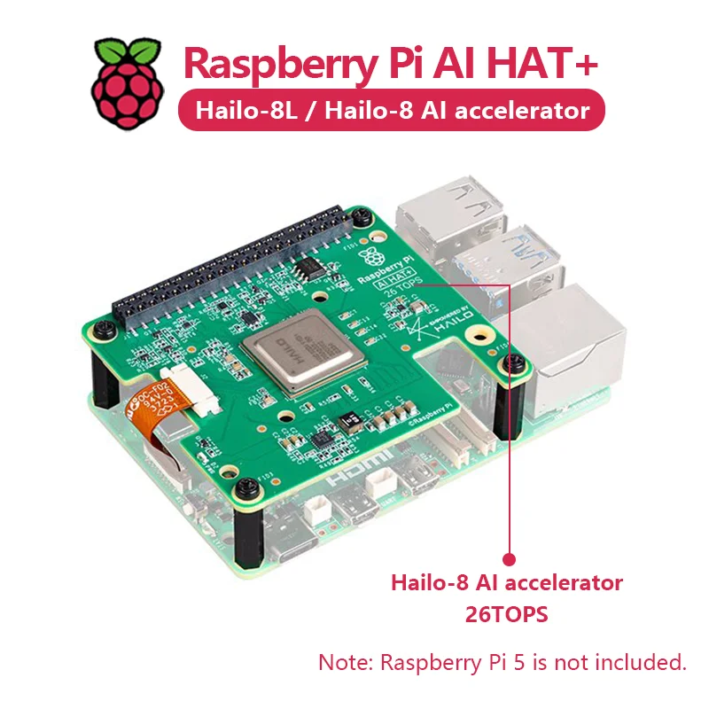 Kit oficial de inteligencia artificial Raspberry Pi 5 AI HAT+ con módulo acelerador Hailo8l/Hailo8, 13Tops/26Tops - imagen 3