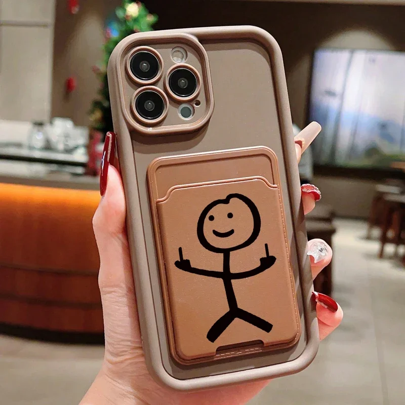 Funda de teléfono suave de silicona con bolsa de tarjeta de insertar Matchman divertida de dibujos animados para iPhone 17 16 15 14 13 12 11 Pro Max 7 8 Plus 16E