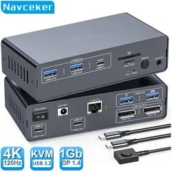 Navceker Conmutador KVM USB-C Thunderbolt para monitores