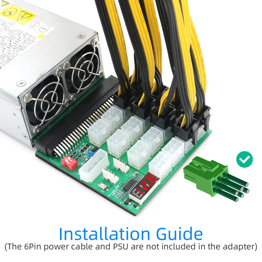 Adaptador de conector de fuente de alimentación para HP DPS-1200FB A Placa de ruptura de fuente de alimentación 16 puertos PCIe 6 pines 750W-1200W Placa de minería - imagen 5