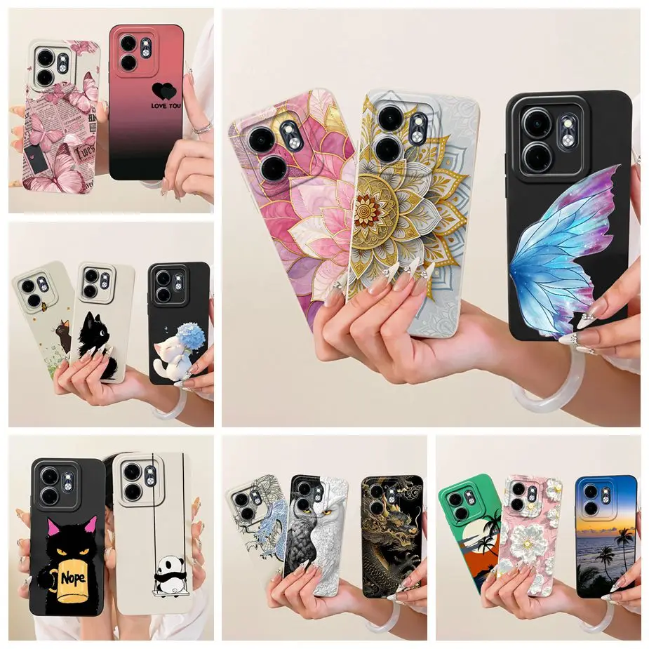 Para Infinix Hot 50i 4G funda X6531 flores de lujo cubierta pintada de caramelo funda de teléfono suave TPU para Infinix Smart 9 Smart9 Hot50i Shell