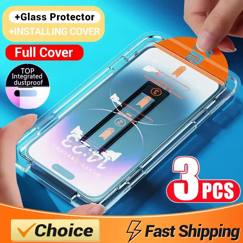 Protector de pantalla sin polvo con revestimiento oleofóbico para iPhone 17 Pro Max 16 15 13 11 12 14 Pro Max SE 7 8 XR vidrio de fácil instalación - imagen 2