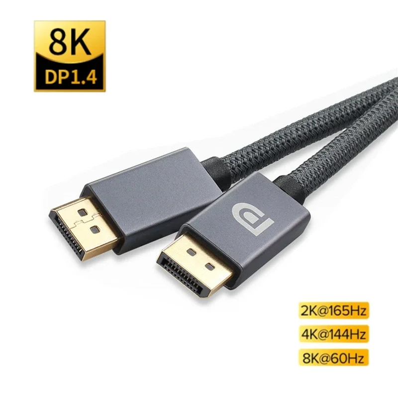 Cable DisplayPort 8K 1,4 240Hz, Cable DP 2m 3m 8K@60Hz,4K@144Hz,Cable de puerto de pantalla trenzado chapado en oro para monitor de juegos de computadora portátil - imagen 2
