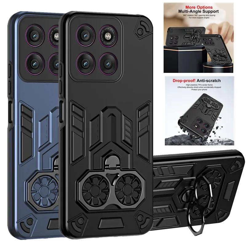 Funda para Motorola Moto Edge 60 Pro Fusion Stylus 50 Neo, funda protectora a prueba de golpes, armadura, anillo de Metal, soporte, Coque