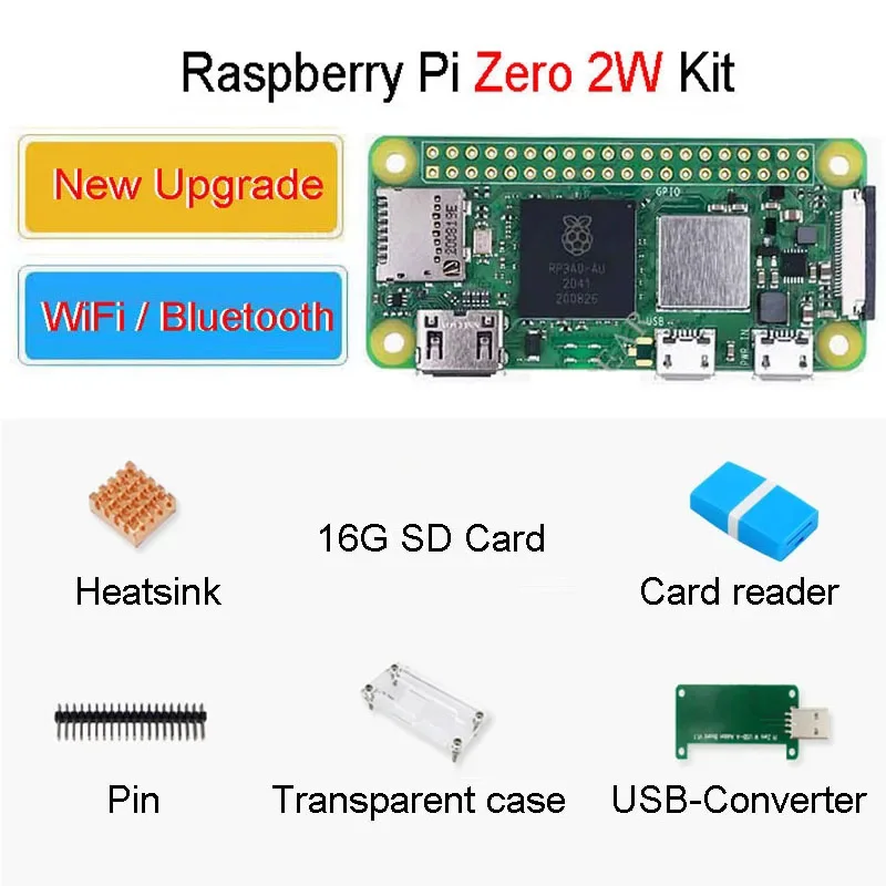 Placa de desarrollo Raspberry Pi Zero 2 W RPI PI0 2W KIT, disipador de calor, estuche