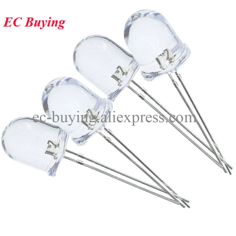 Lámpara LED de diodo emisor de luz redonda ultrabrillante, F10, 10mm, 5 colores, rojo, azul, amarillo, verde, blanco transparente, 20mA, 0,75 W, 10 unidades - imagen 3