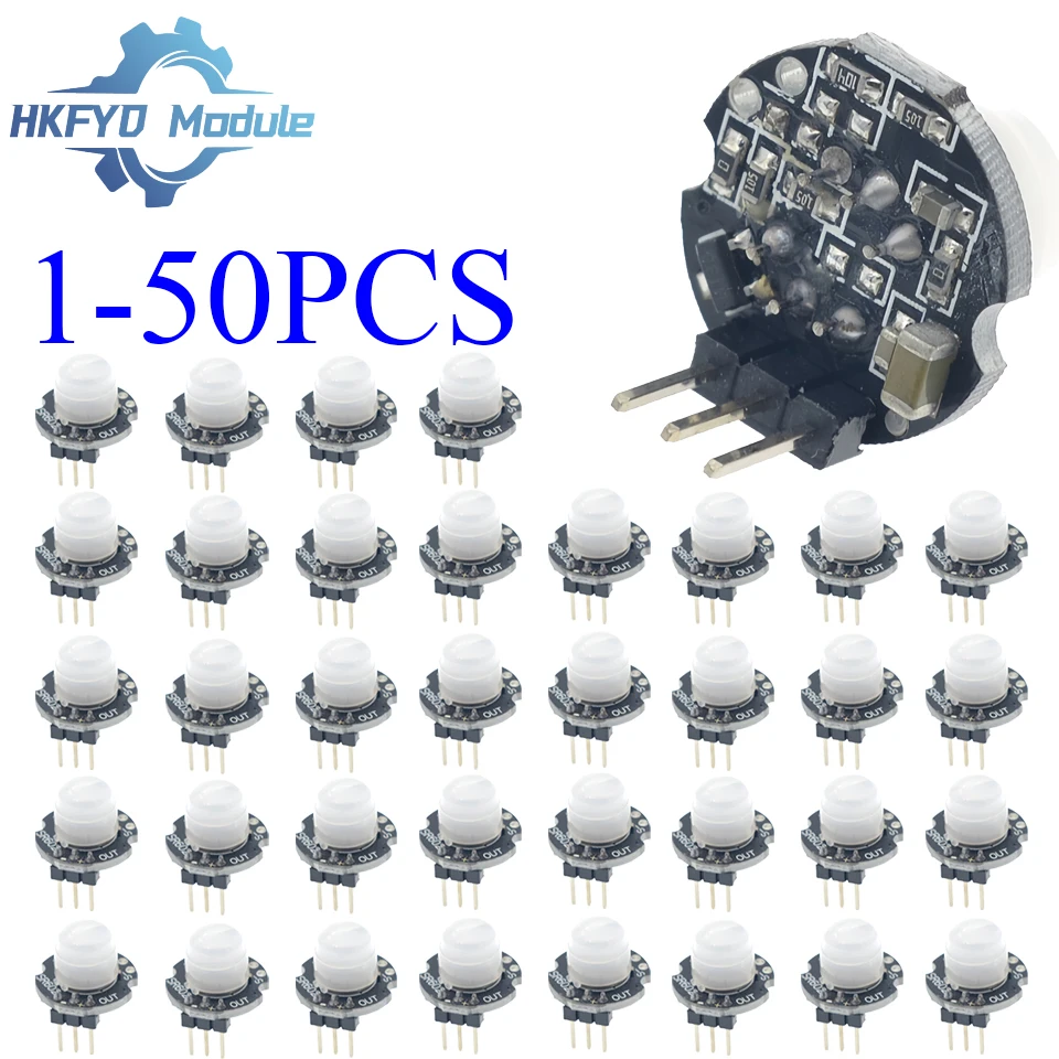 1-50 Uds SR602 MINI módulo Detector de Sensor de movimiento kit PIR infrarrojo piroeléctrico soporte de interruptor sensorial para arduino Diy con lente