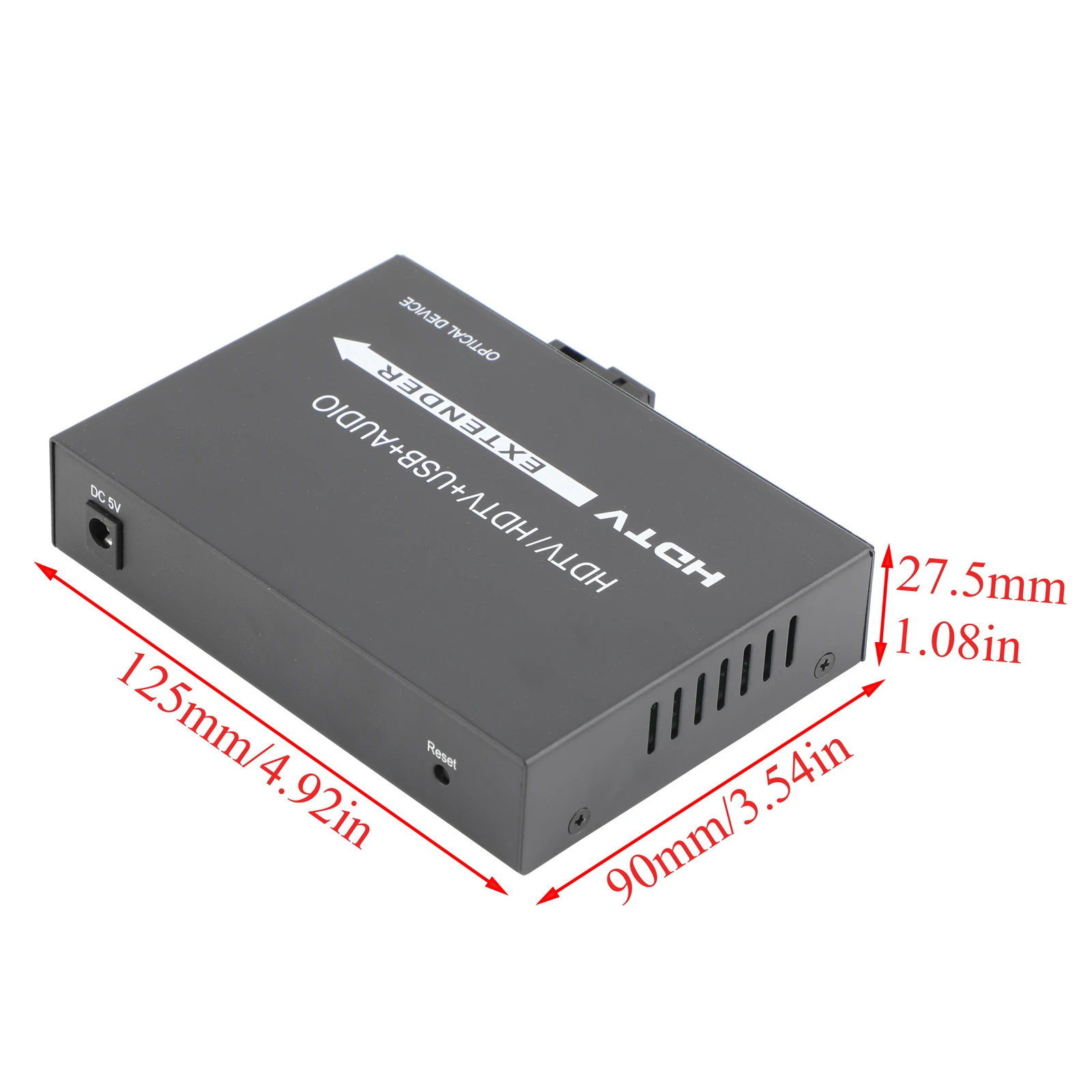 Convertidor de medios transceptor óptico de 1080P, convertidor de Audio/vídeo, compatible con salida de bucle + Audio + USB con enchufe de alimentación de EE. UU./UE - imagen 2
