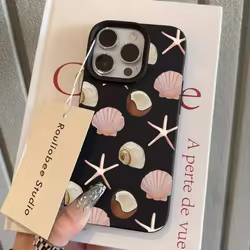 Funda de teléfono para iPhone 16 15 14 13 12 11 Pro Max XR XS X Max 16E 16 Plus cáscara de coco patrones de estrella de mar funda de silicona suave de TPU