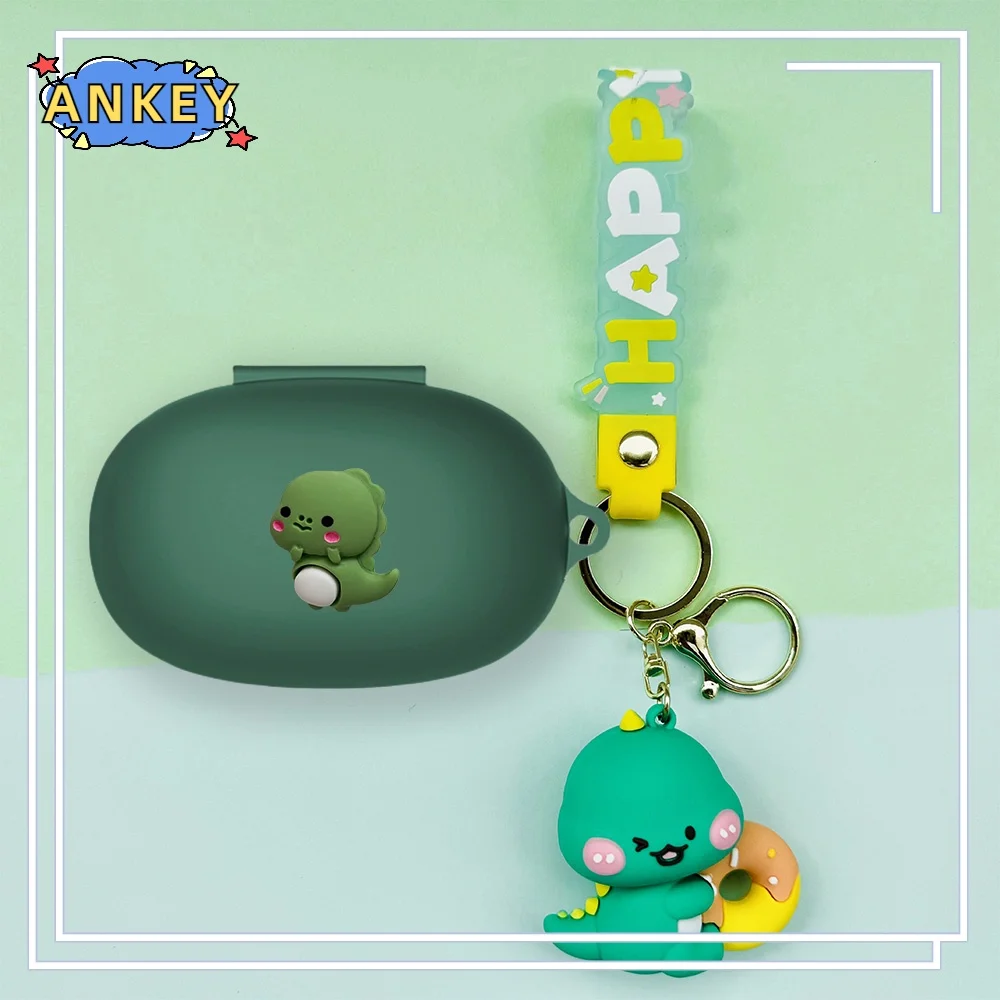 Funda de silicona para JBL Endurance Peak 2 3, cubierta protectora suave de dinosaurio verde, piel de auriculares con colgante - imagen 2