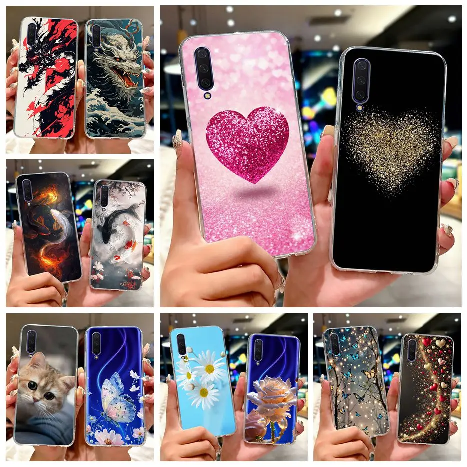 Para Xiaomi Mi CC9 funda Mi A3 Lite de lujo amor corazón pintado funda de silicona suave funda de teléfono para Xiaomi Mi CC9E MiA3 MiCC9 E Shell