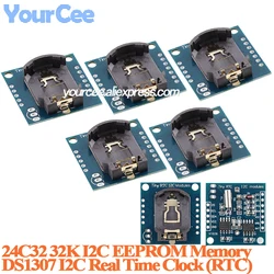 Módulo de reloj pequeño RTC I2C IIC, memoria EEPROM 24C32, reloj DS1307, señal de reloj, interfaz serie de 2 cables, 5 uds./1 ud.