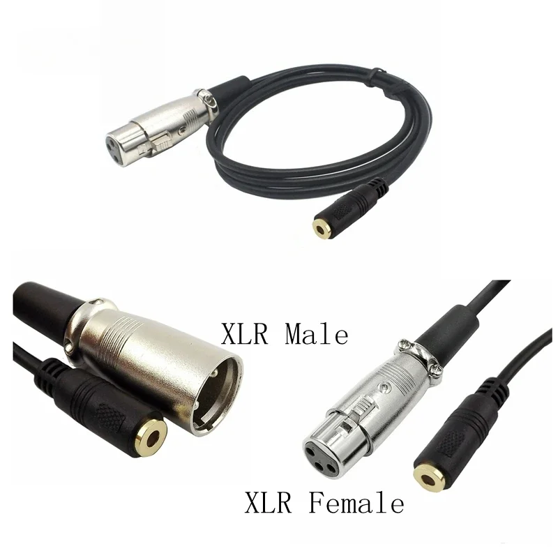 XLR hembra y macho a mini mezclador de audio estéreo con enchufe hembra de 3,5 mm a cable de micrófono IPod 1,5 m/5 pies