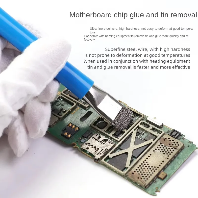 BS-01 2 uds placa base IC cepillo de limpieza de eliminación de pegamento para teléfono móvil PC placa base IC herramienta de reparación de PCB de pulido de estaño - imagen 4