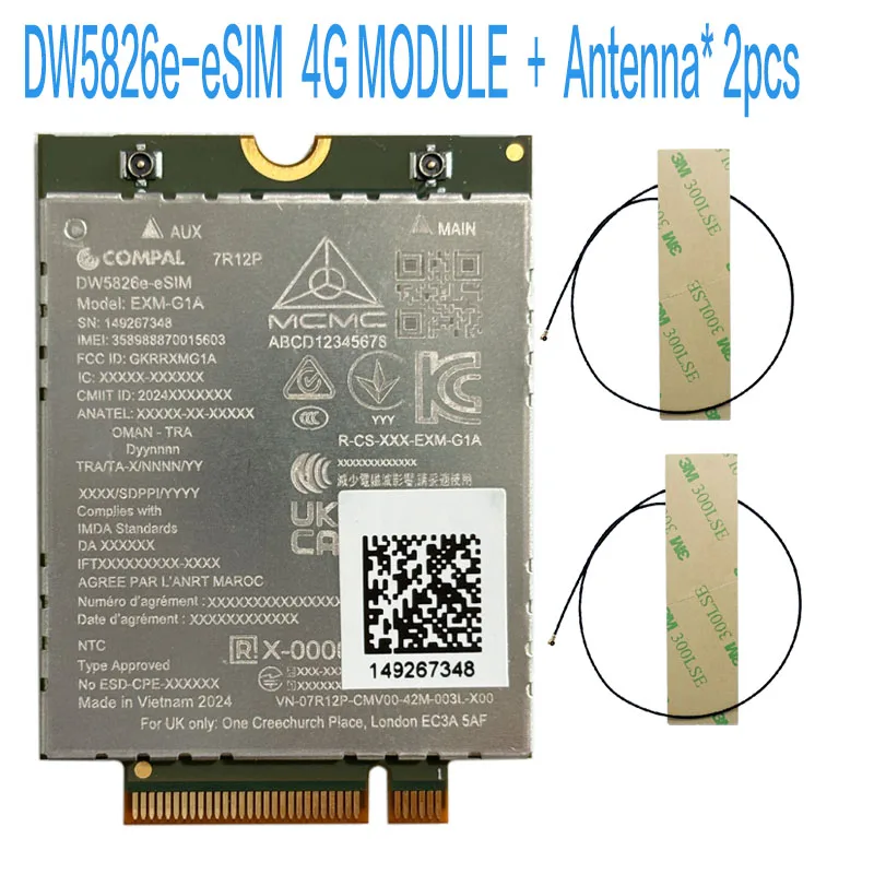 EXM-G1A DW5826e LTE FDD 4G Módulo Cat12 600Mbps M.2 4G Tarjeta para computadora portátil - imagen 5