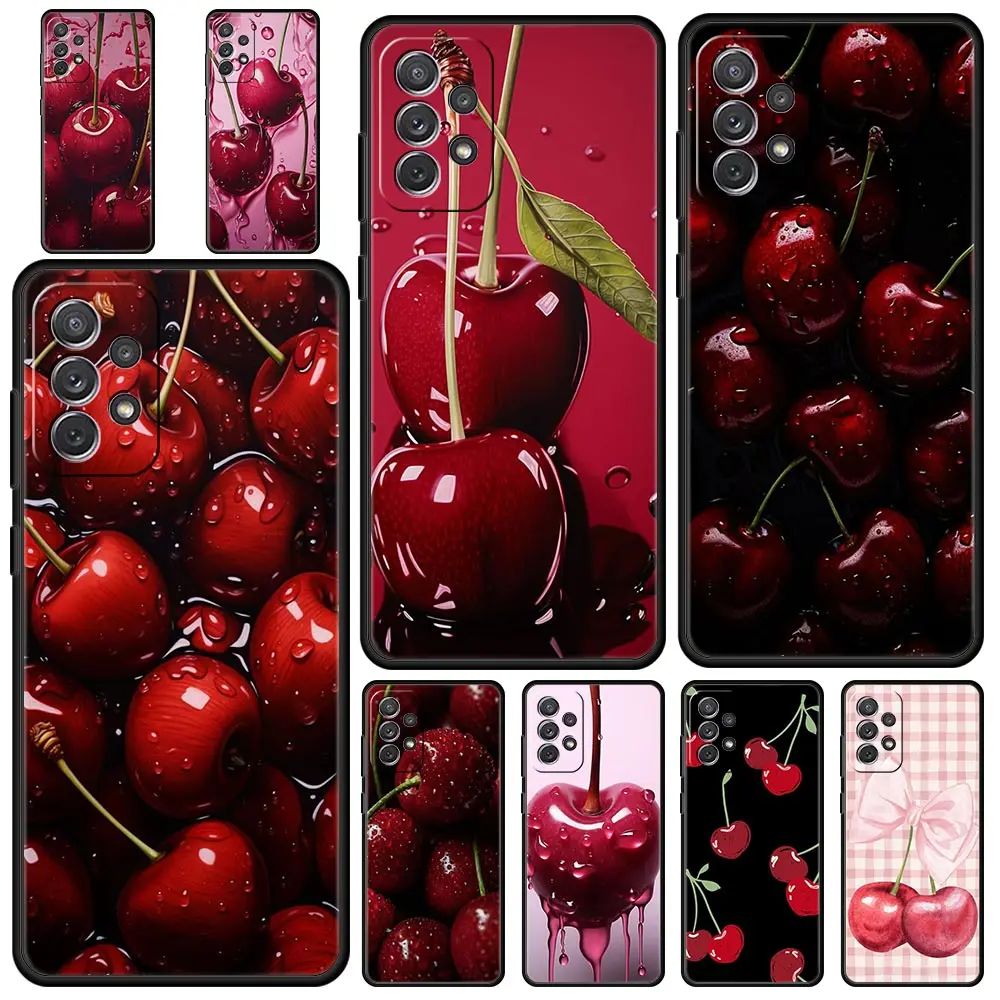 Funda de cerezas y frutas para Samsung A35 A55 A15 A13 A51 A71 A41 A31 A21S A03S A05 A12 A32 A52 A23 A25 A33 A53 A73 5G