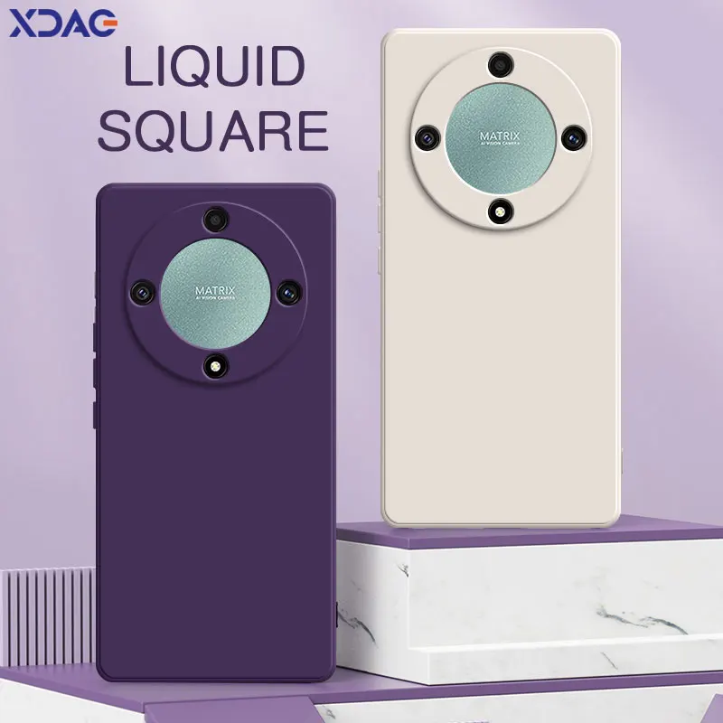Funda de silicona líquida cuadrada Original para Honor X9A Magic 5 Lite 5G, cubierta trasera suave para móvil Global, armadura Honor X9A Magic5Lite - imagen 2