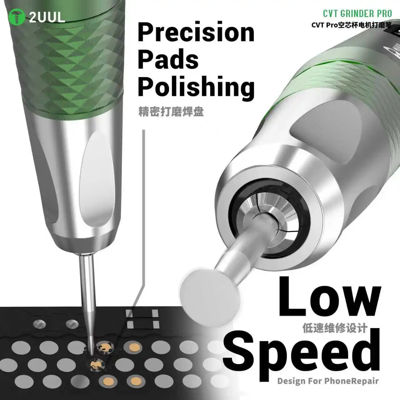 Amoladora 2UUL DA85 CVT Pro, pluma de molienda de Motor de copa hueca para reparación de tabletas de teléfono móvil, herramienta de molienda de almohadilla de Chip de placa base - imagen 3