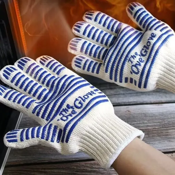 1 guantes para barbacoa 300 °   Guantes para asar resistentes al calor, manoplas antideslizantes para horno, guantes de cocina para barbacoa, asar, cocinar y hornear - imagen 4
