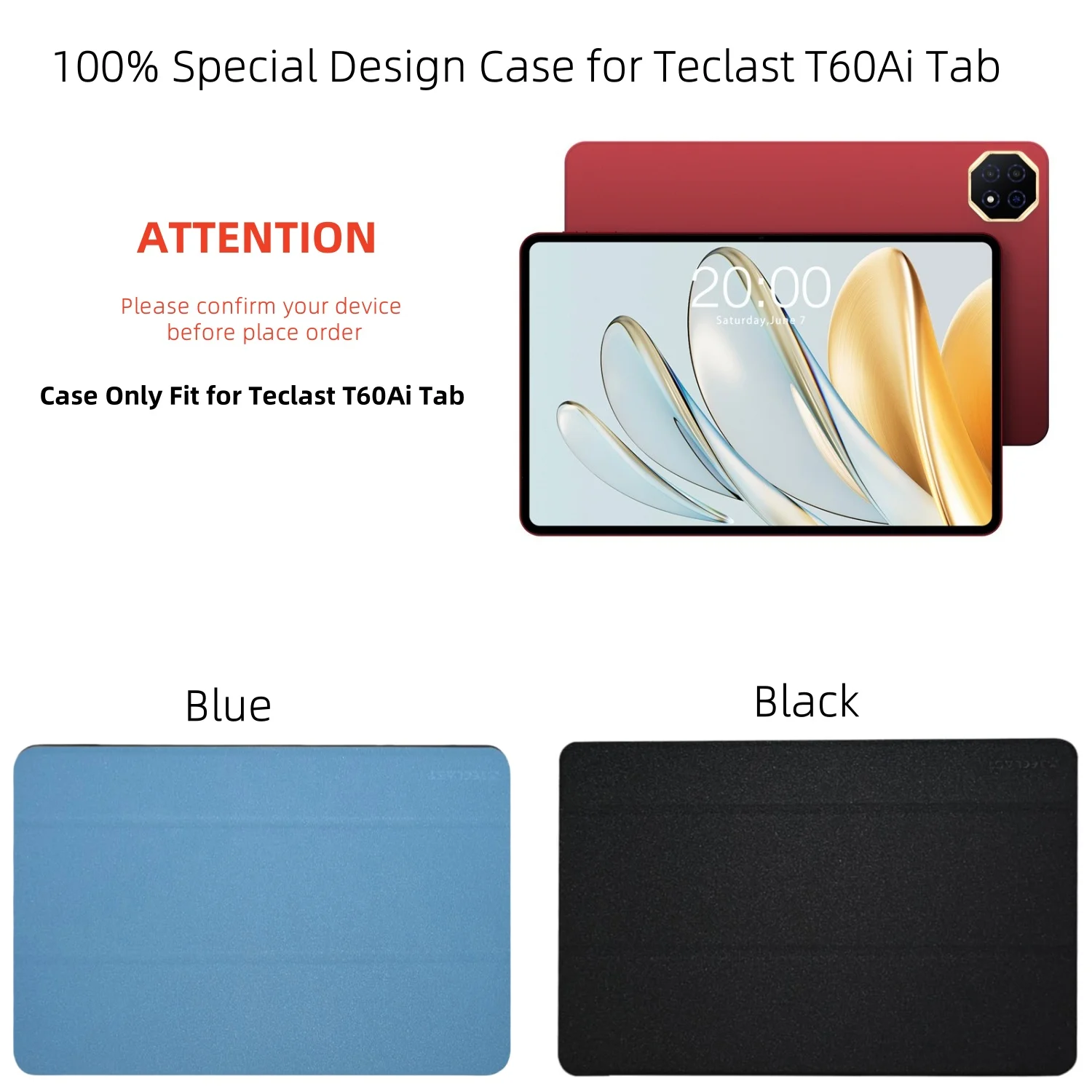 Funda delgada para tableta TECLAST T60Ai, soporte plegable triple de cuero PU con encendido/apagado automático para Teclast T60Ai 12 "2025 - imagen 2